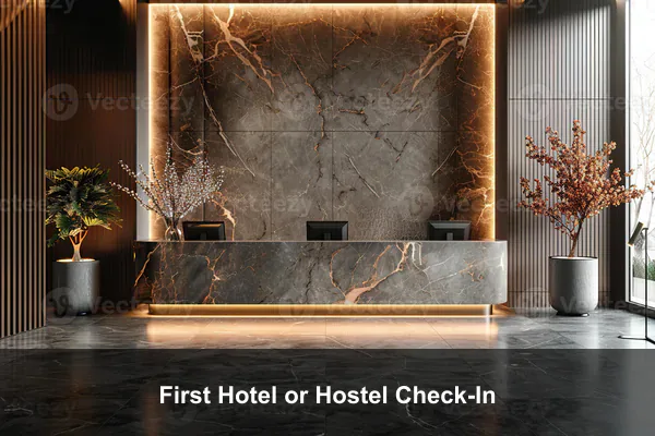 First Hotel or Hostel Check-In